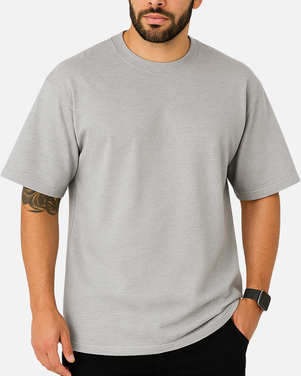 Camiseta Oversize Basica Gris Claro