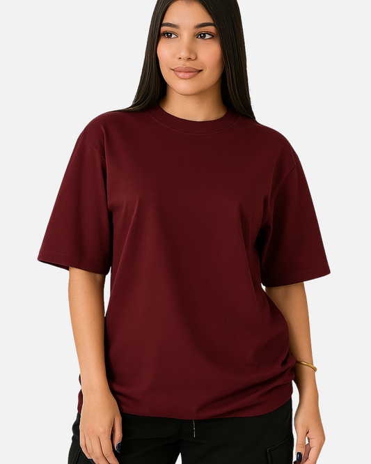Camiseta Oversize Basica Vino Tinto